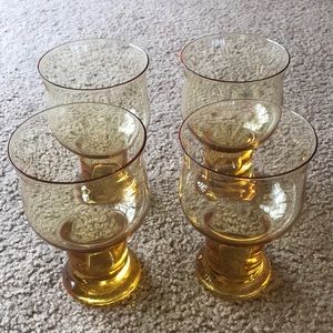 Vintage LENOX Clarion Yellow Blown Crystal Goblets *Set of 4*
